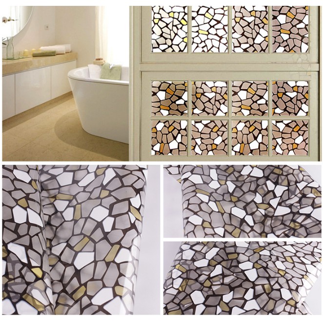 Decal 1m dán kính mờ khổ rộng 45cm ( có sẵn keo ) - sỏi đá đen
