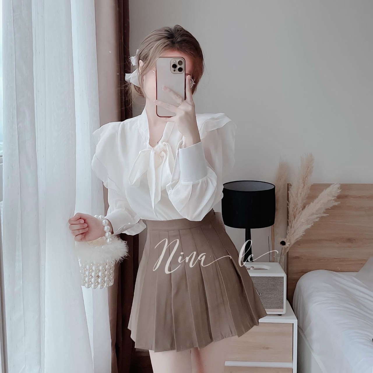 [Giá hủy diệt] [Ảnh thật] SÉT BỘ 2 MÓN SIÊU XINH.SÉT CHÂN VÁY DẬP LY VÀ ÁO SƠ MI LỤA