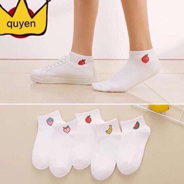 [HCM]Combo 5 đôi vớ hoa quả trắng