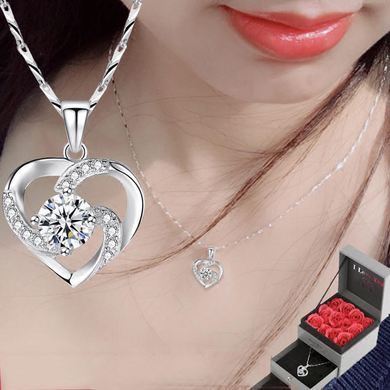 [HCM]Dây Chuyền Bạc S925  Trái Tim  Kim Cương Zircon Nữ Tính Quí Phái VCBACTRAITIM03