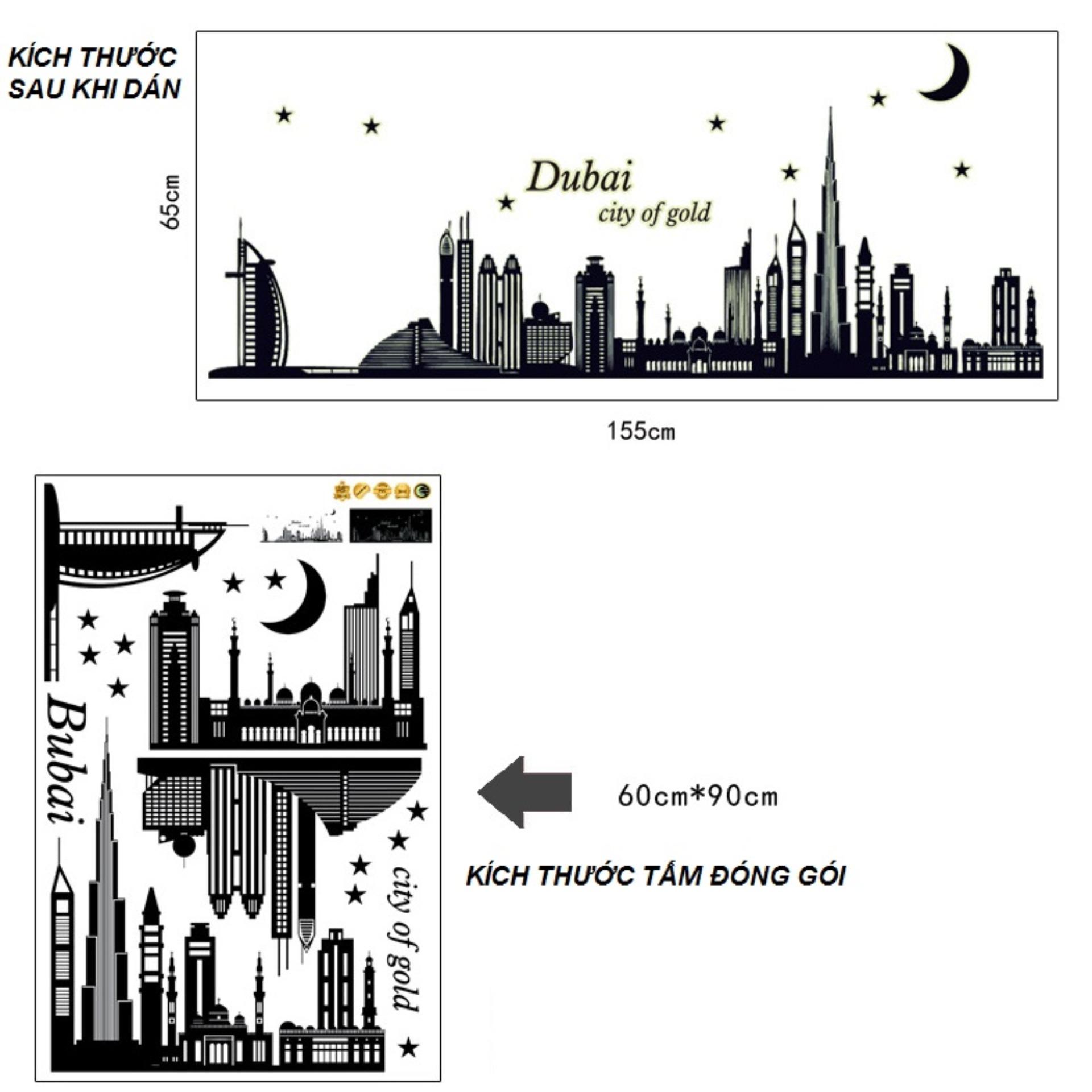 [HCM]Decal dán tường Dạ quang Dubai dạ quang siêu nét DDQ001 (55 x 165 cm)