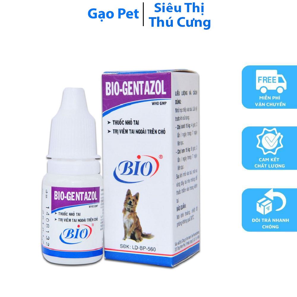 [Hoàn Tiền 10%] Dung Dịch Nhỏ Tai Chó Mèo Bio Gentazol Xử Lý Viêm Tai