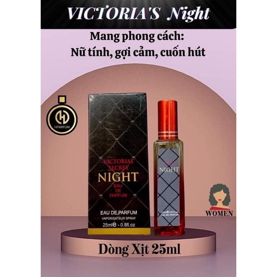 Nước hoa mini Pháp H.parfum VICTORIA NIGHT Nữ dạng xịt 25ml