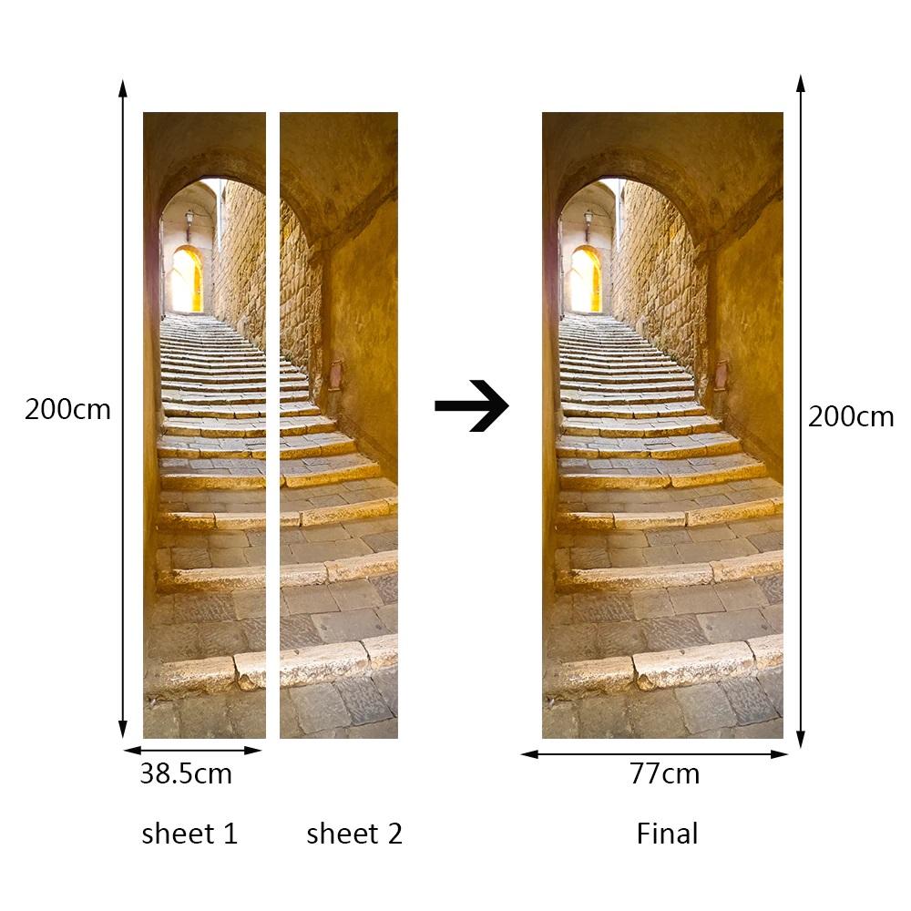 Tranh 3D dán cửa phòng cao cấp - Tranh dán cửa 3D Stone Step