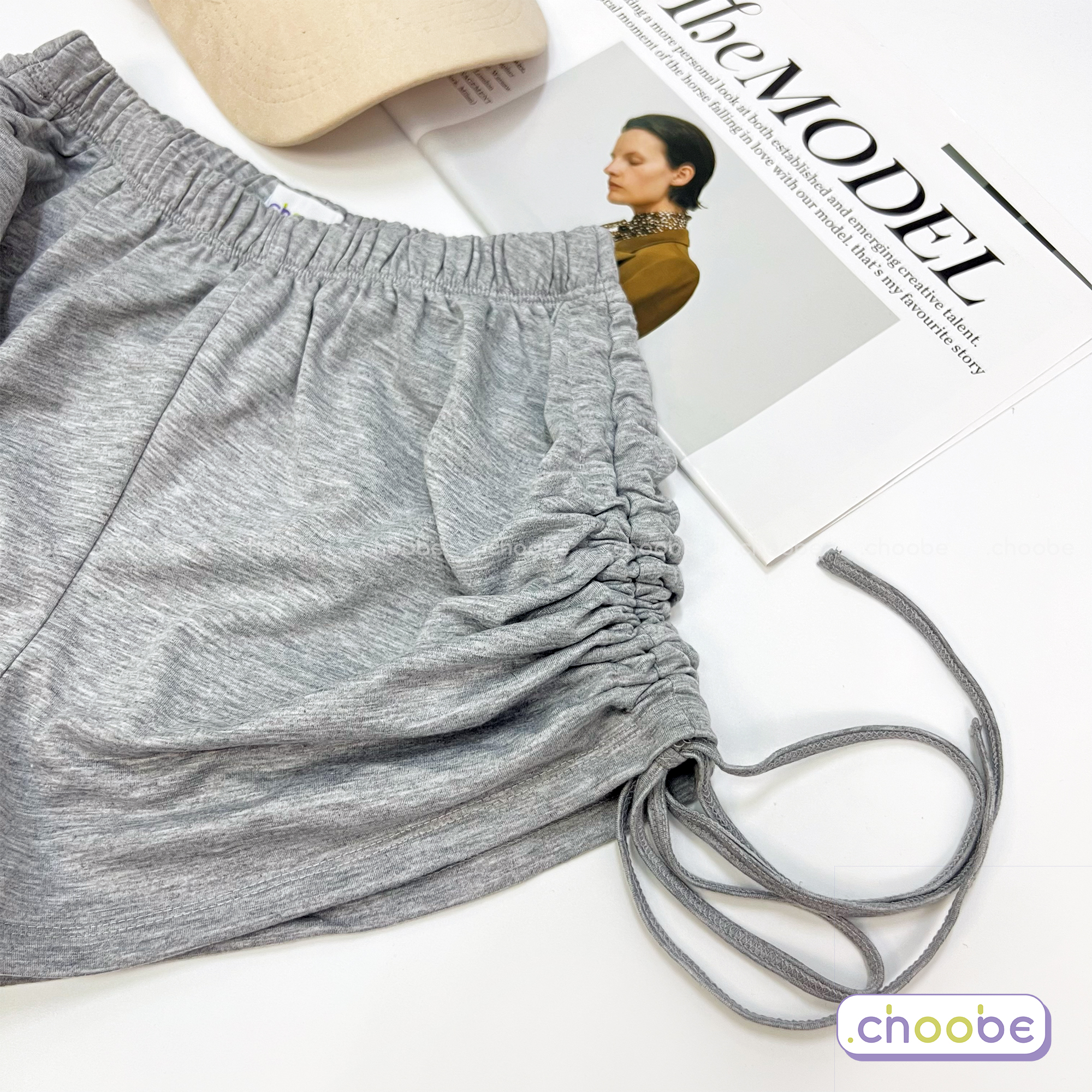 Quần đùi nữ Choobe cạp chun co giãn tốt dây rút hông năng động vải dày dặn short cá tính kiểu trơn basic QS10