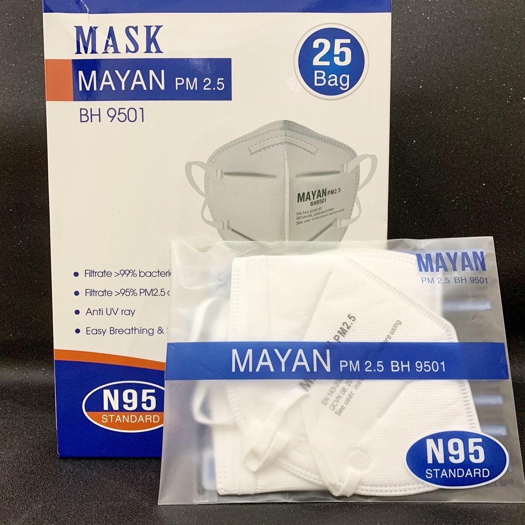 Hộp 60 cái khẩu trang n95 5 lớp bh9501 mayan