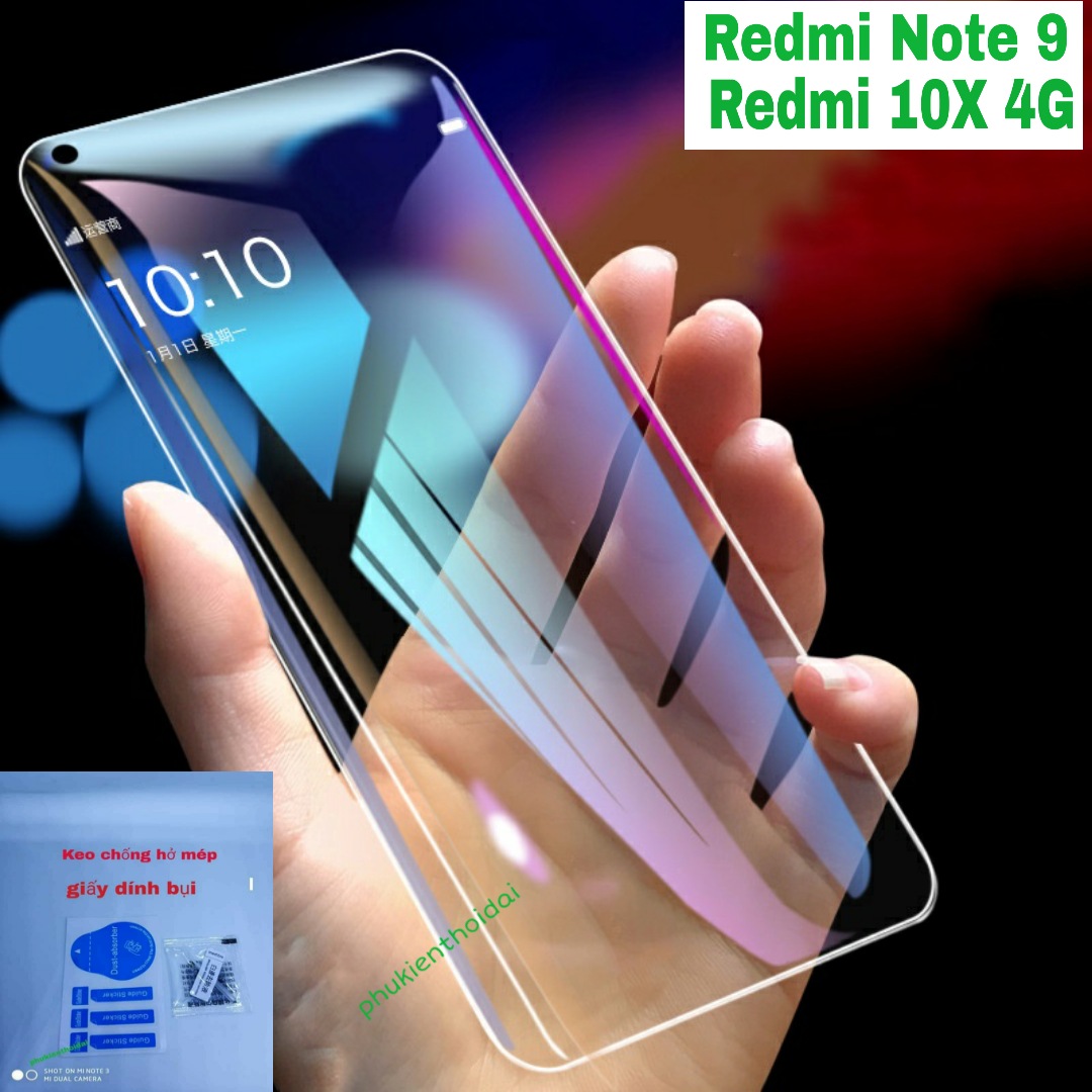 Cường lực trong suốt loại tốt Redmi Note 9 / Redmi 10X 4G cao cấp 9H / 2.5D ( tặng keo mép )