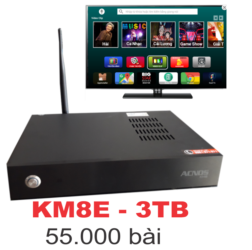 Đầu Karaoke Chuyên Nghiệp Online - Offline KM8 Chọn Bài Bằng Smartphone - Hdd  3TB