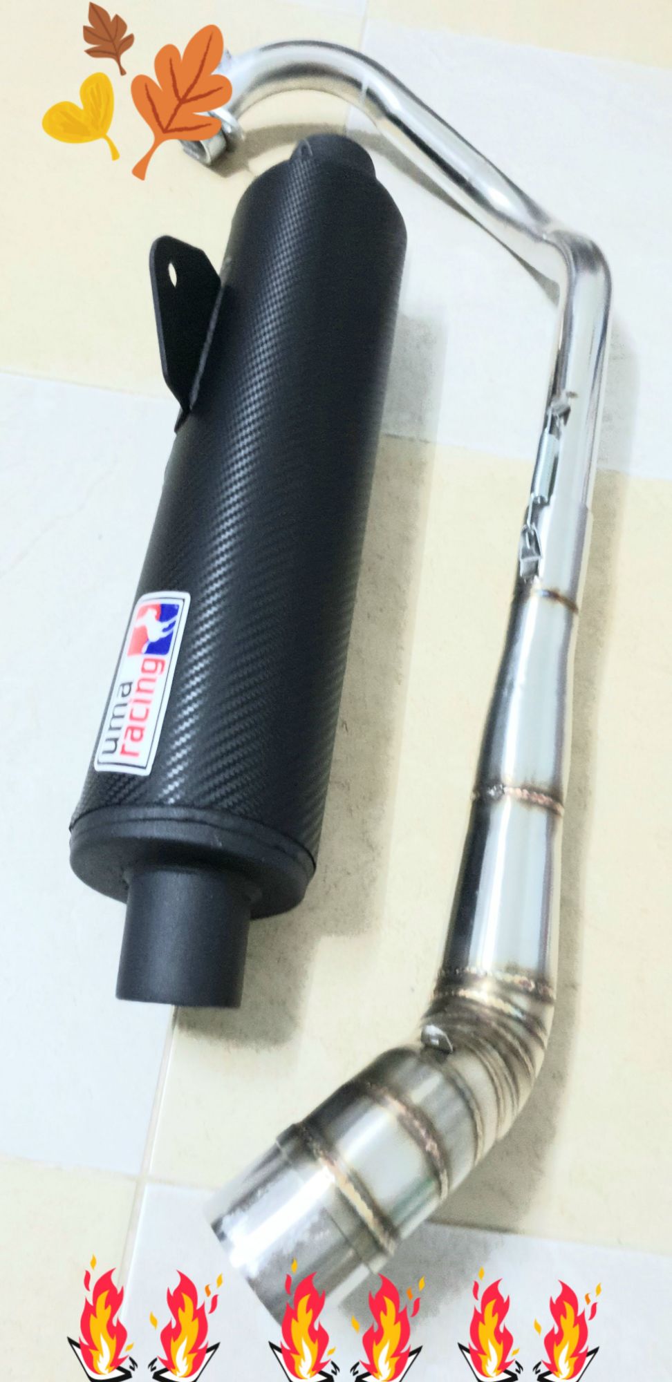 PÔ UMA RACING CACBON gồm cổ cao cấp cho xe máy.