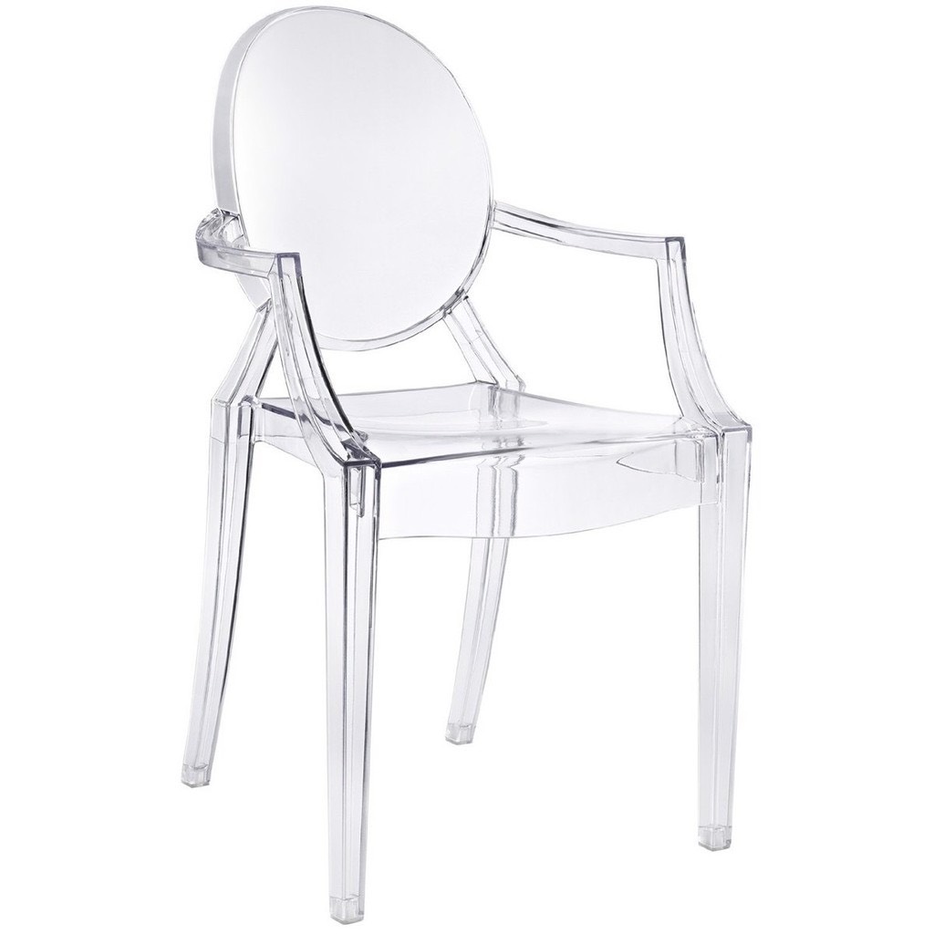 Ghế nhựa trong suốt hiện đại ghế decor Louis Ghost có tay