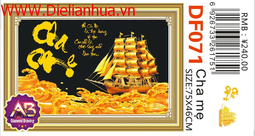 Tranh đính đá cha mẹ df071 kích thước 75 x 46 cm