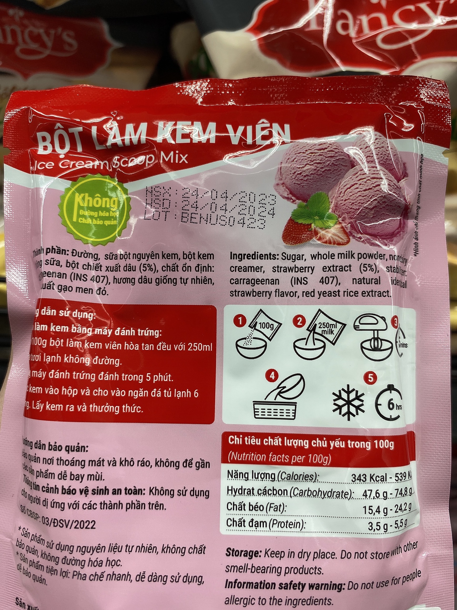 Bột Làm Kem Viên Vị Dâu