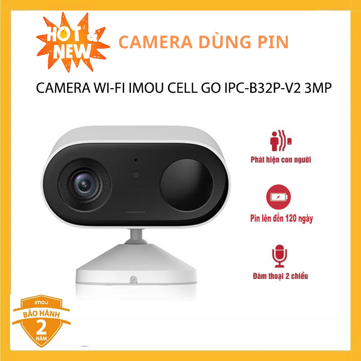Camera imou cell go b32p 3m 2k- chính hãng - chạy bằng pin camera wifi siêu nét 4m-2k+, có màu ban đêm lắp ngoài trời chống nước, tích hợp còi- đèn báo động - hàng chính hãng, nhìn ban đêm tối đa có thể đạt tới 10 mét