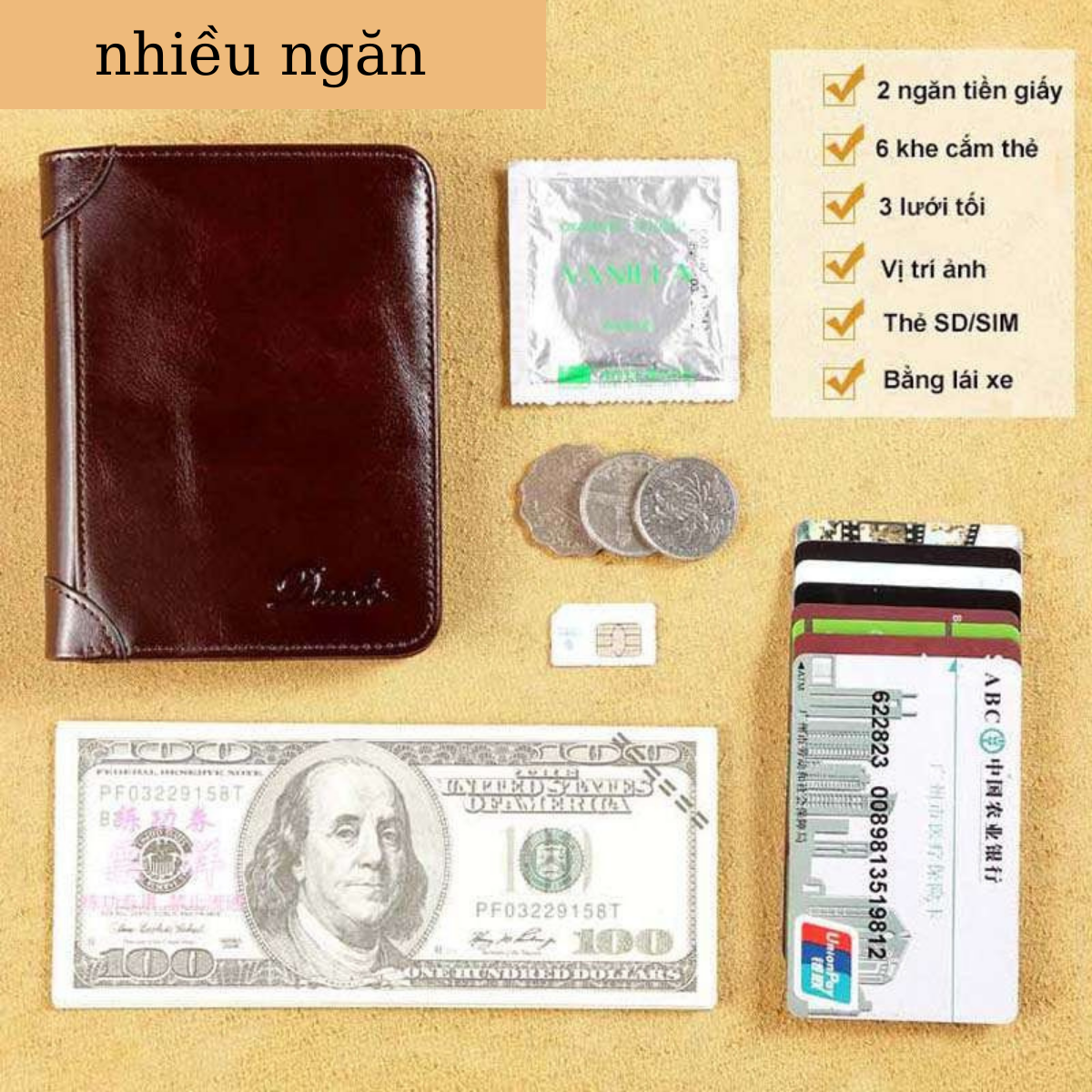 bóp nam da bò DANTE, ví nam da cao cấp thời trang