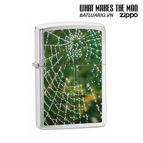 Bật lửa zippo 28285 - Bật lửa zippo Spider Web Rain Drops Brushed Chrome