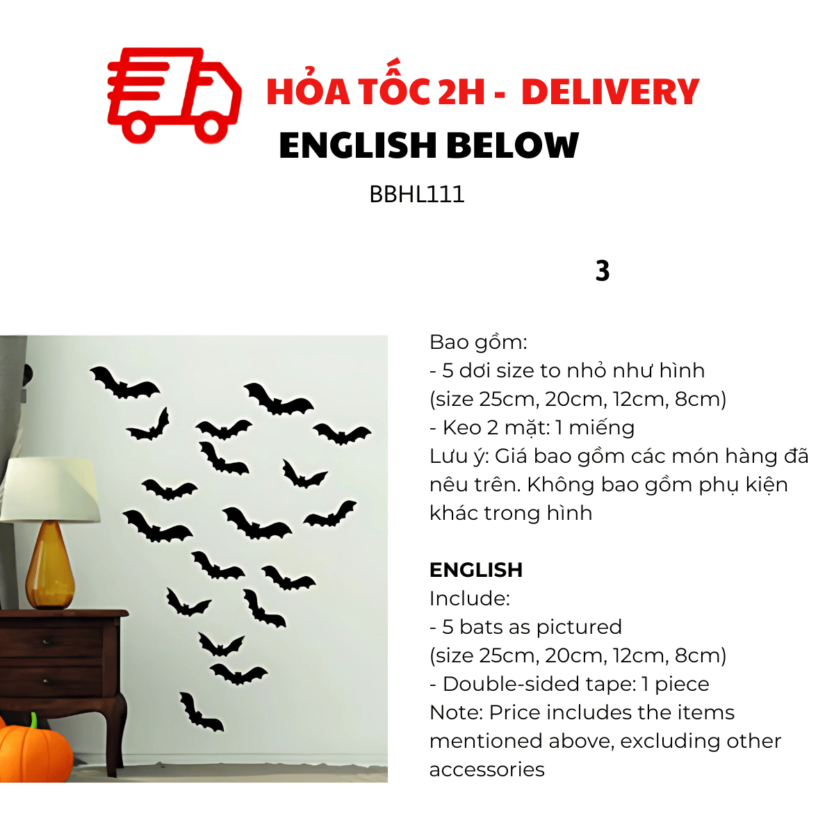 Dơi Trang Trí Tiệc Halloween - Bats For Haloween Decorations, Parties BBHL111