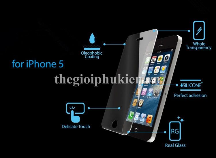 Tấm dán kính cường lực iPhone 5, 5S, iPhone SE chống vỡ màn hình