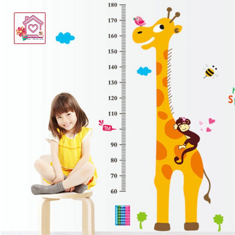 Decal dán tường Thươc đo chiều cao AY9092 cho bé trai bé gái trang trí tường phòng khách phòng ngủ - Sticker - Miếng dán tường - Hình dán