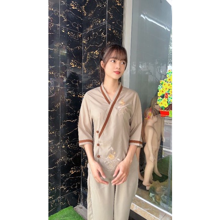 đồ lam Đi chùa .tim viền .