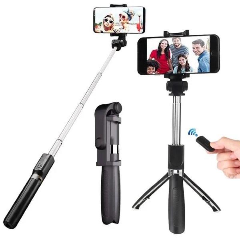 ✘☑☄  Gậy chụp hình tự sướng selfie có bluetooth điều khiển remote kiêm tripod 3 chân có giá kẹp điện thoại xoay 360 độ