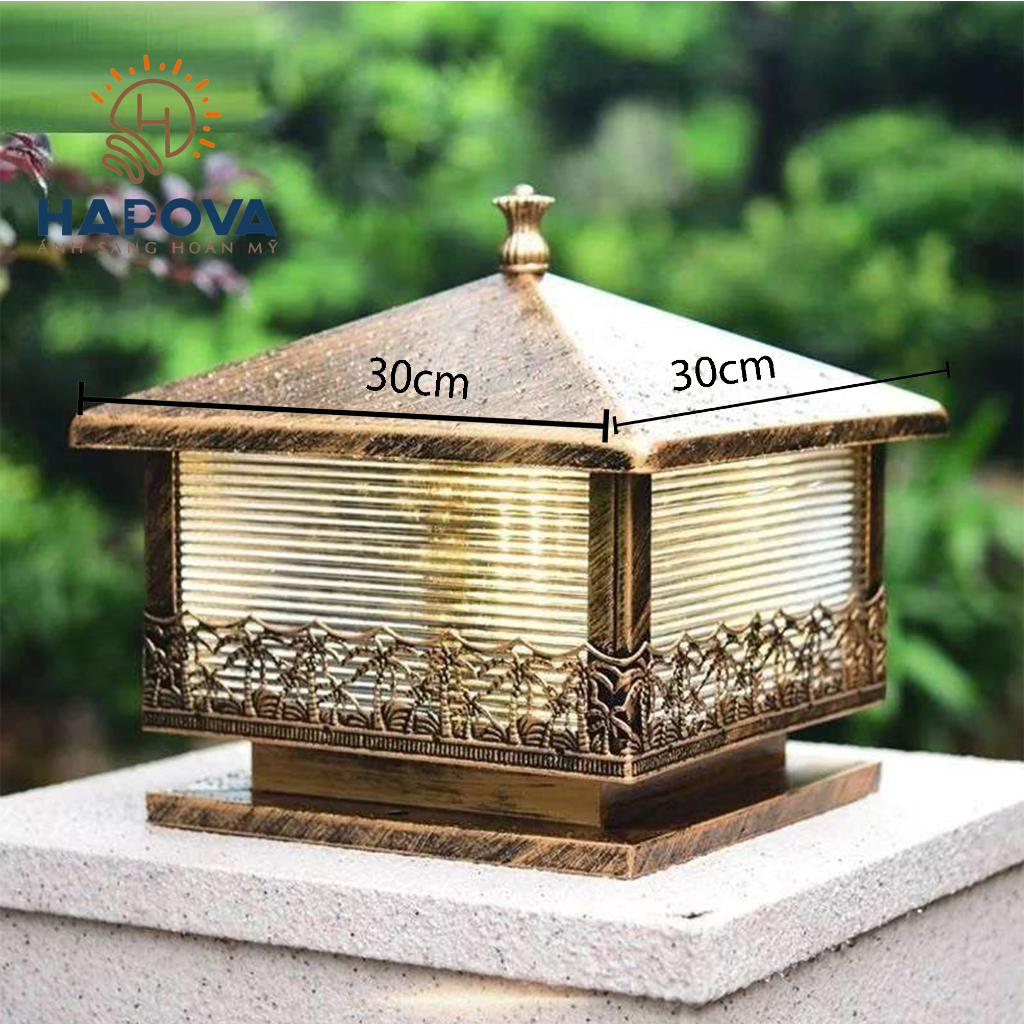 Đèn trụ cổng sân vườn trang trí hapova nifas cỡ 300mm 7005