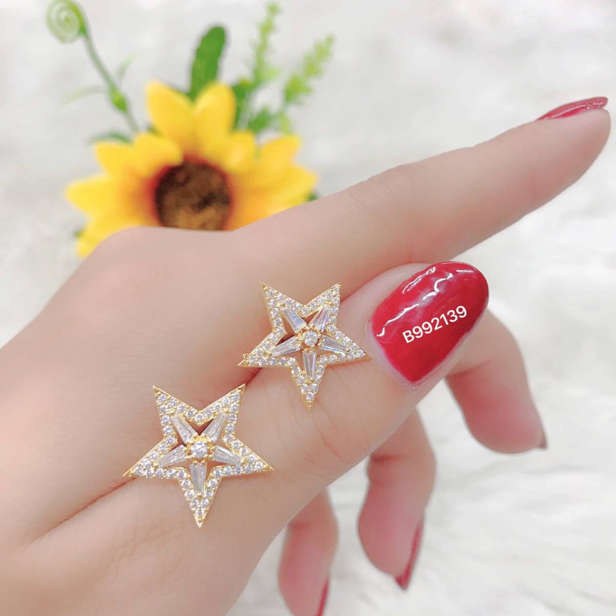 Bông tai nữ mạ vàng five star đính đá m3 03.12