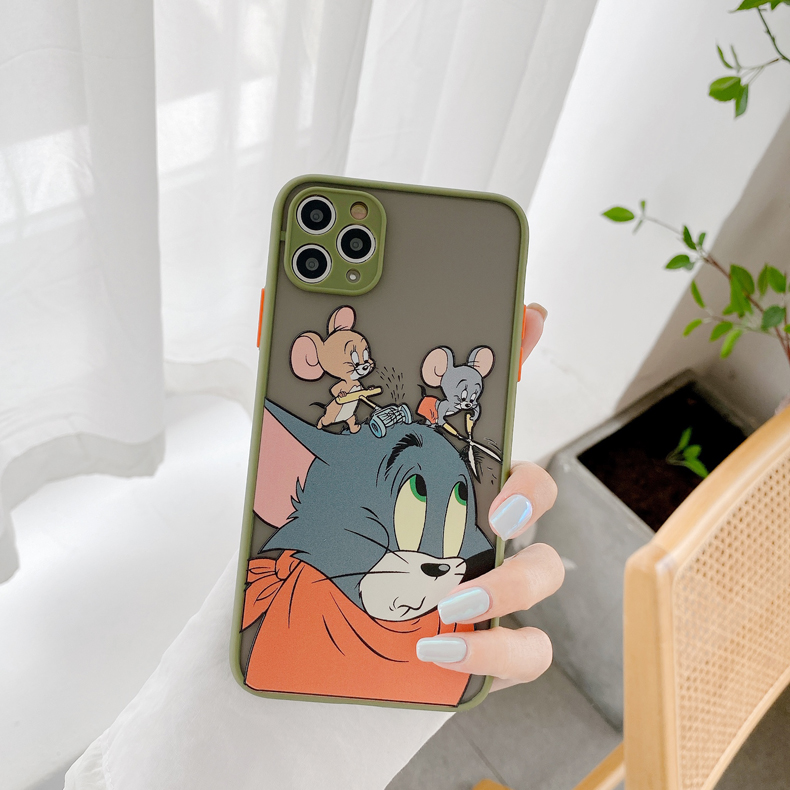 Ốp Lưng Nhám Chống Sock Va Đập Bảo Vệ Camera Tom x Mickey