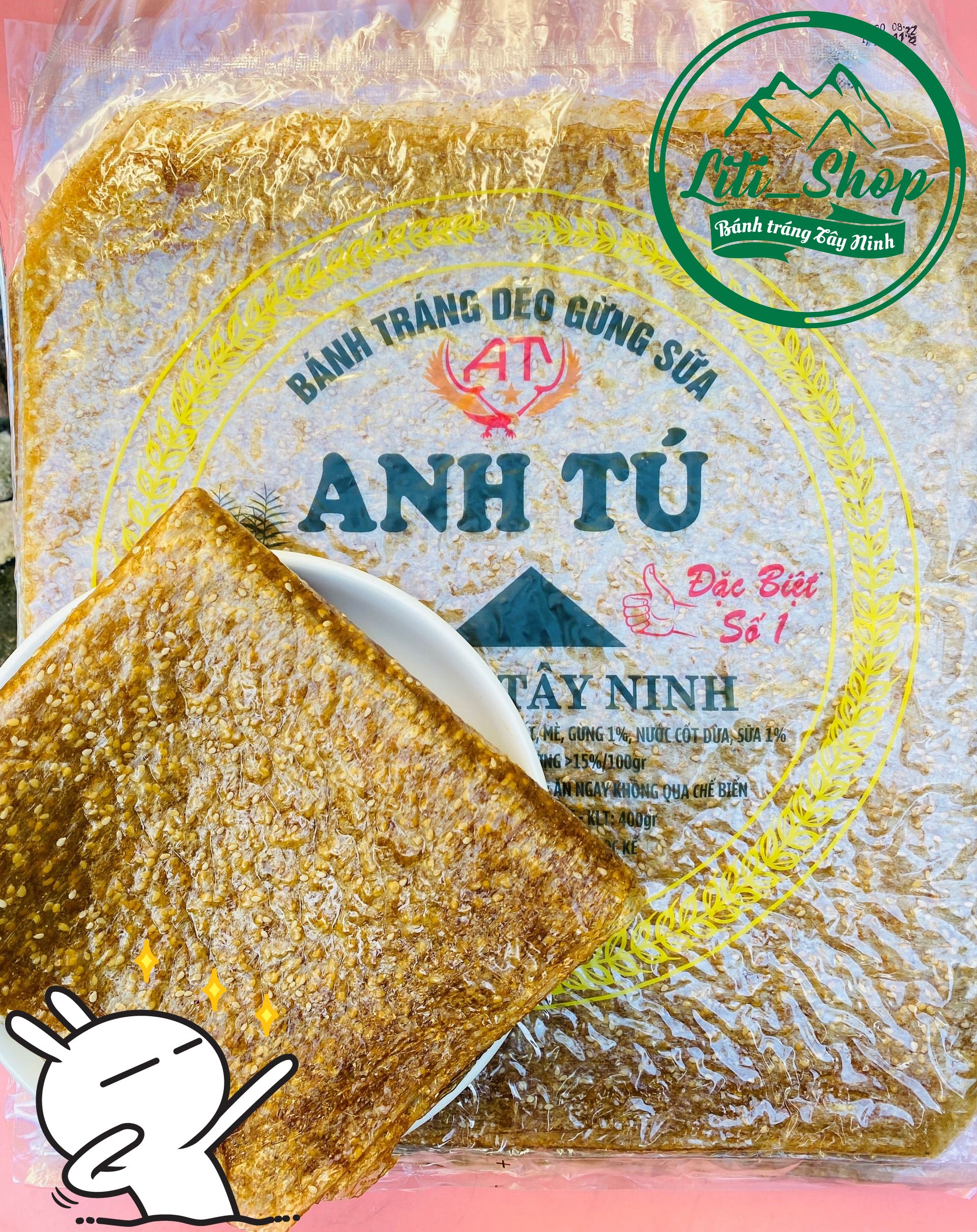 Bánh tráng Dẻo mè gừng Sữa Anh Tú 450Gr