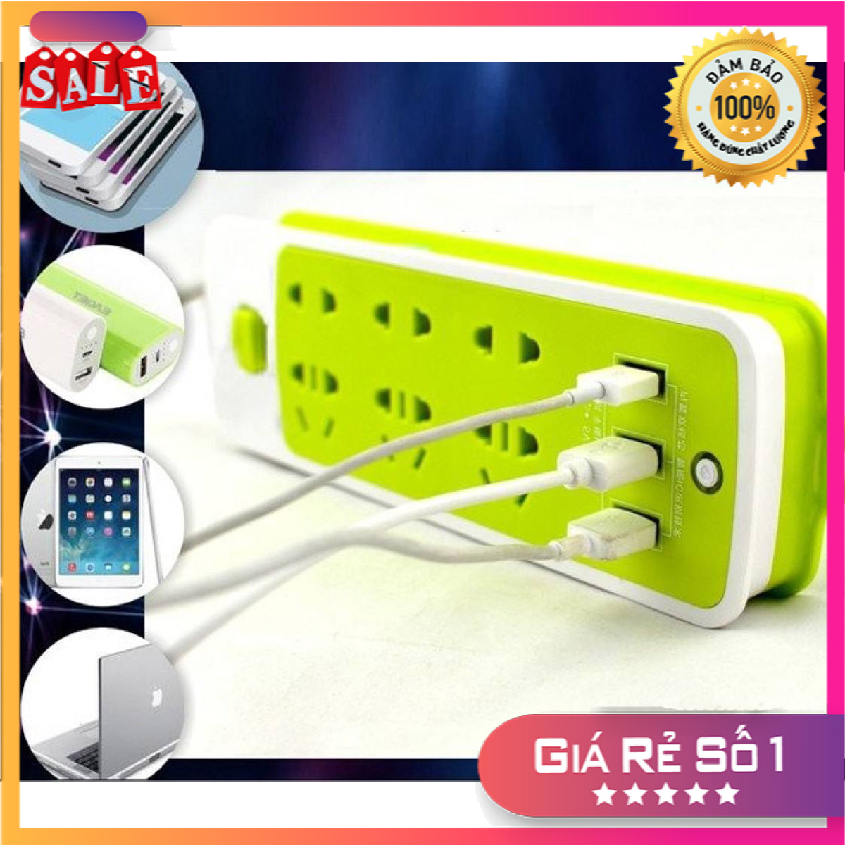 Ổ cắm điện đa năng chống giật với 3 cổng usb – sạc trực tiếp – tiết kiệm điện - ổ cắm điện xanh lá - ổ cắm điện đa năng thông minh chống giật 6 phích cắm 3 cổng usb sạc điện thoại hàng cao cấp
