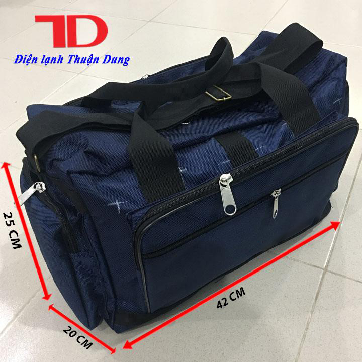 Túi đựng đồ nghề ngang hộp size trung xanh dương vải bố dày, gia cố đáy, khó sờn rách loại Daikin, Điện lạnh Thuận Dung
