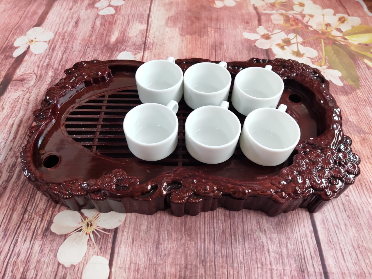 [Có giao hỏa tốc] Bộ 6 chén (ly) dáng vuông có tai 50ml sứ Bát Tràng [giá nhà lò]
