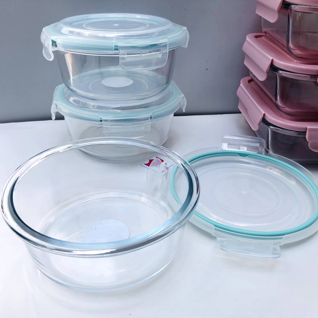 combo 3 Hộp thủy tinh tròn 620ml