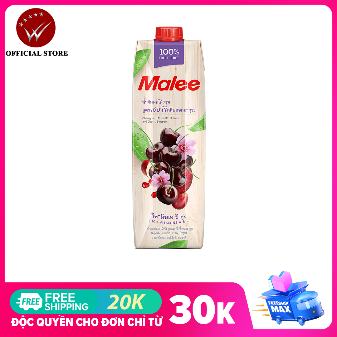 Nước ép Malee vị Cherry và hỗn hợp rau quả 1L, nhập khẩu Thái Lan, HSD 12 tháng