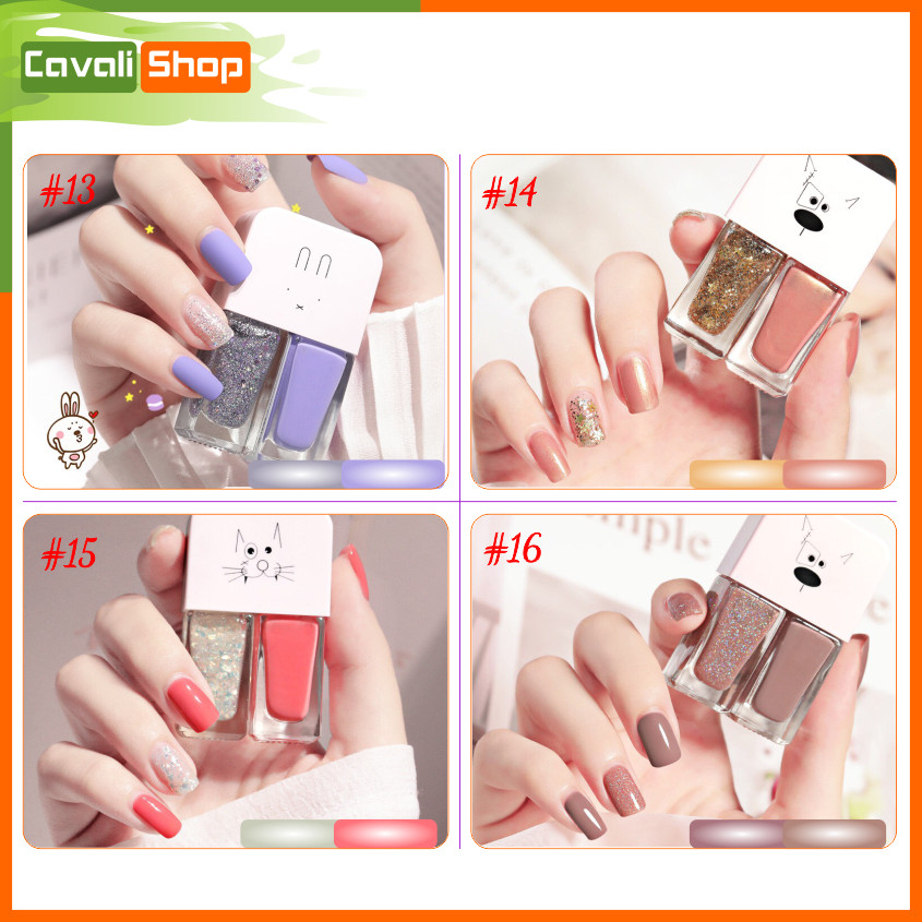 [HOT TREND] Set 2 chai sơn móng tay nhũ + lì - CAVALI - Dung tích 2*6ml nhỏ gọn nhiều màu xinh xắn cho bạn lựa chọn ( MUA 3 TẶNG 1 )