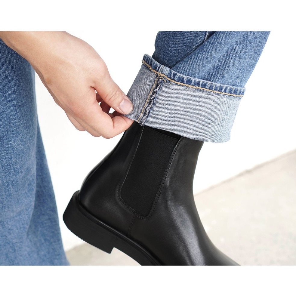 Giày Chelsea boots JOG04 Mũi tròn , đế cao su (T2) - Bốt nam da bò thật nhập khẩu nguyên tấm - Giày tây nam công sở