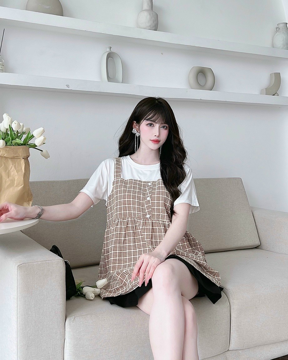 Áo bầu liền yếm hàng thiết kế cho mùa hè