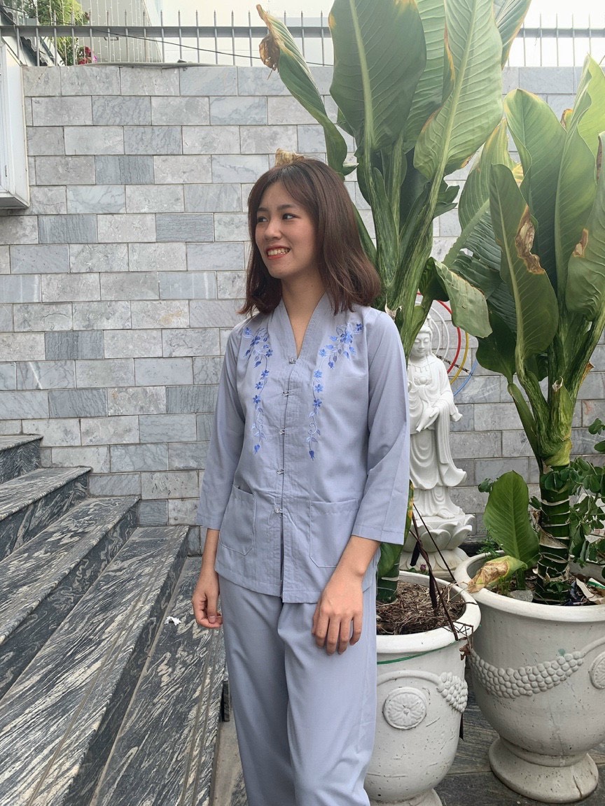 Đồ Lam Đi Chùa Bà lai thêu