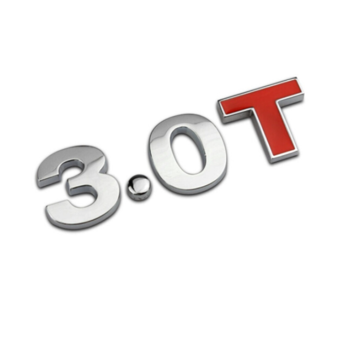 Decal tem chữ 3.0T inox dán đuôi xe trang trí ô tô