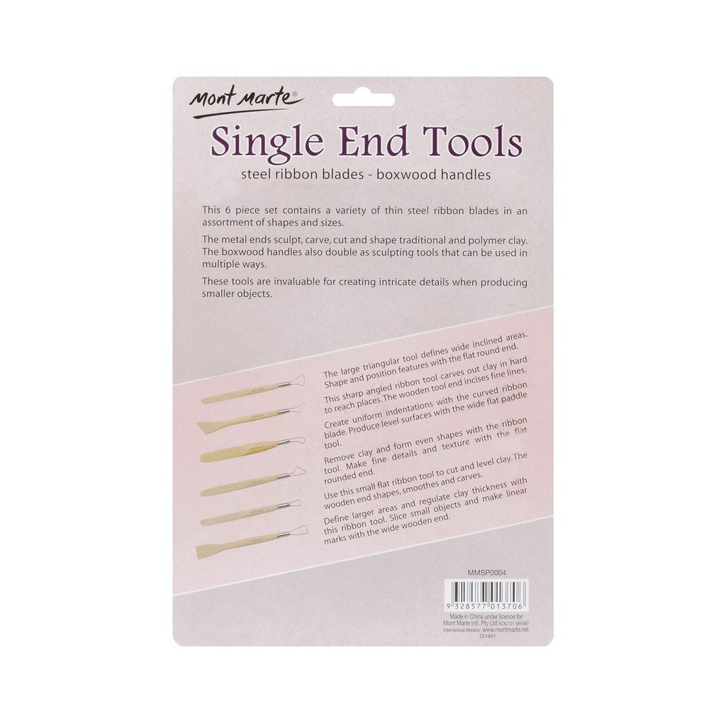 [Giao Hỏa Tốc] Bộ Dụng Cụ 6 Món Làm Đất Sét Mont Marte - Single End Tools 6pc - MMSP0004