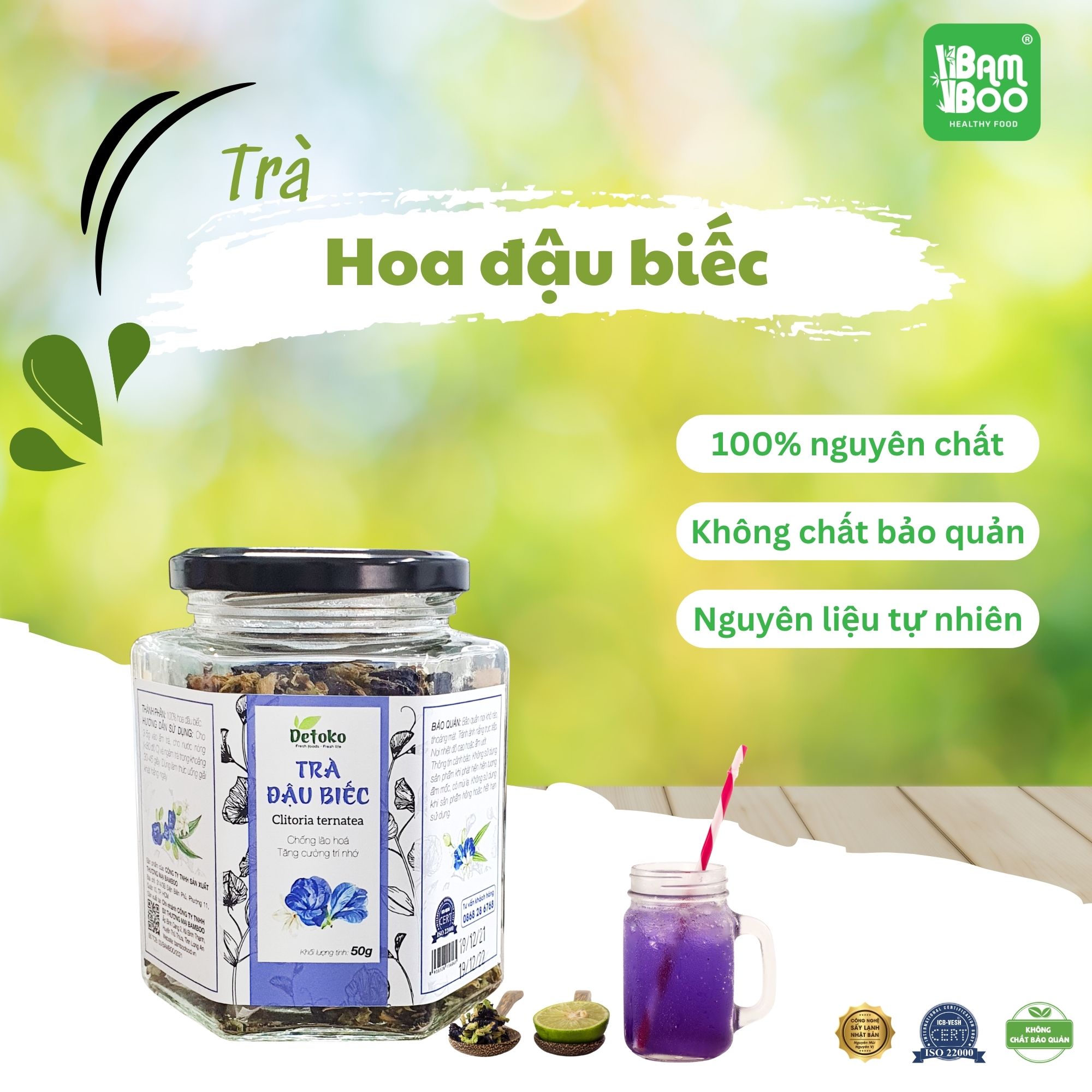 Trà hoa đậu biếc sấy lạnh bamboo 50G