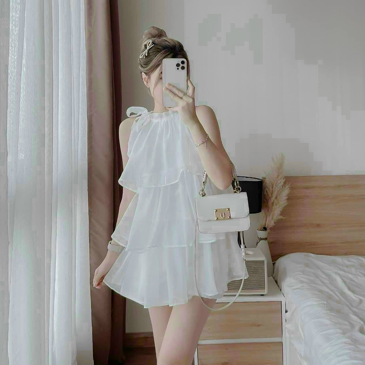 Set bộ áo yếm 3 tầng phối quần đùi short siêu cưng , hot , đi chơi cực xinh s0110032