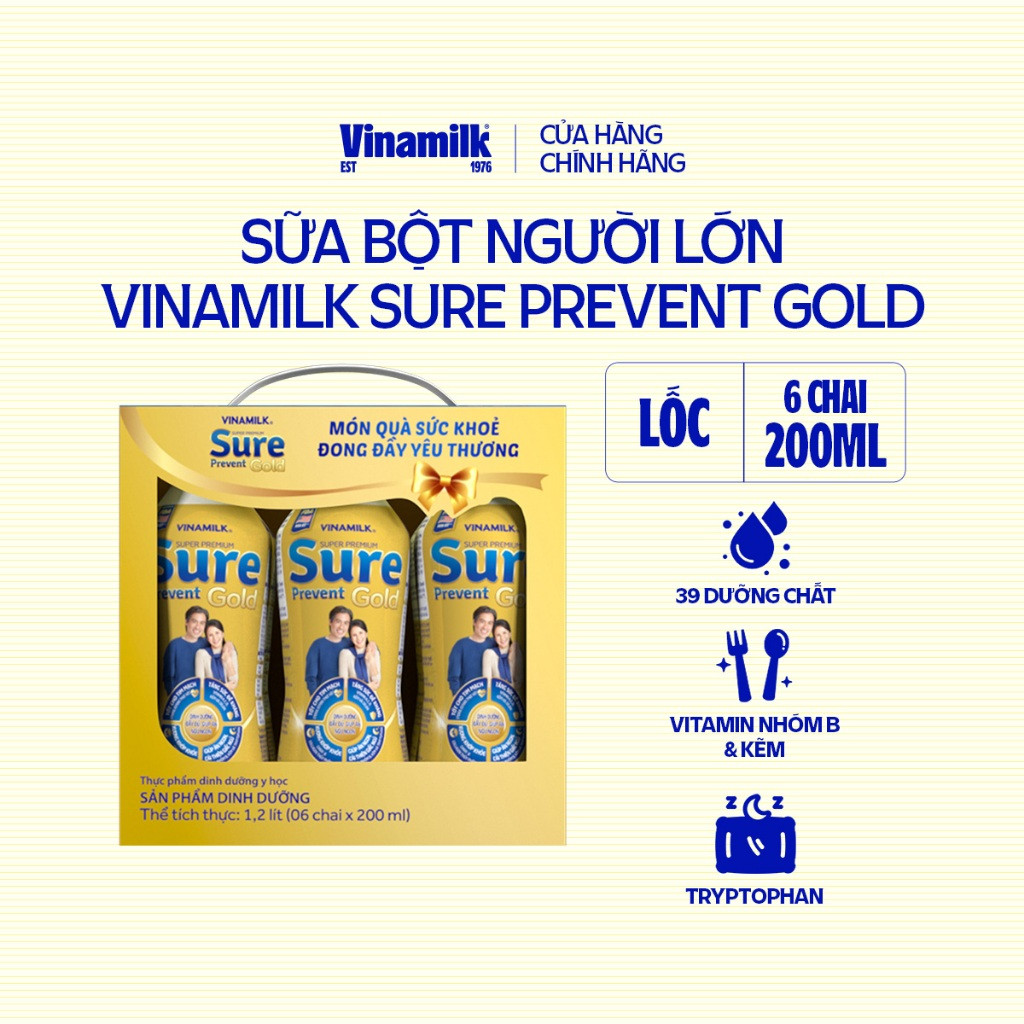 COMBO 3 LỐC 9 Hộp Sữa Pha Sẵn VINAMILK SURE PREVENT GOLD 237ML.