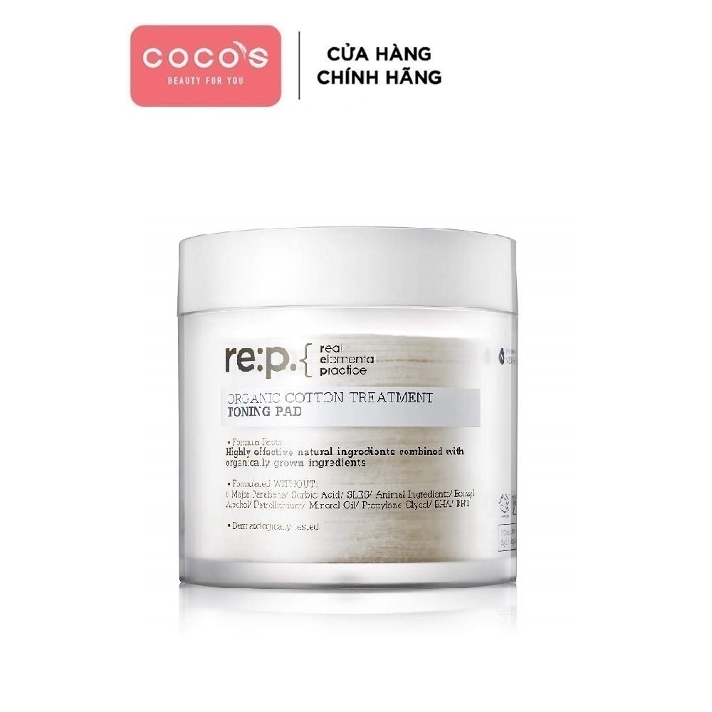 Toner dạng miếng RE:P Organic cotton treatment toning pad (130ml)
