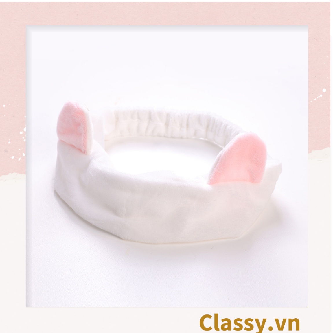 Classy Băng Đô bờm tóc hình Tai Mèo Rửa Mặt Makeup Co Giãn Siêu Dễ Thương 22 X 10 CM