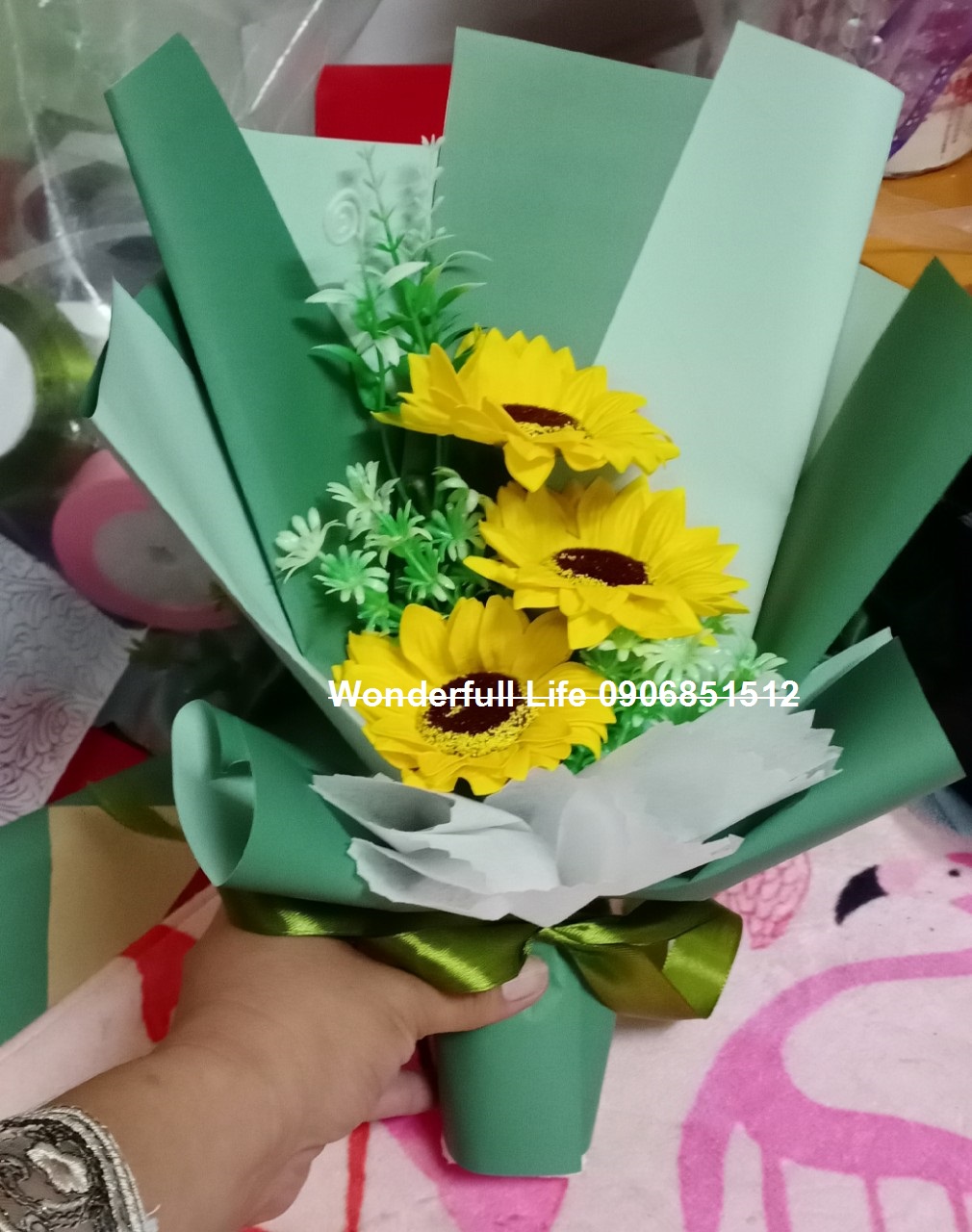 Bó hoa hướng dương sáp thơm 3 bông