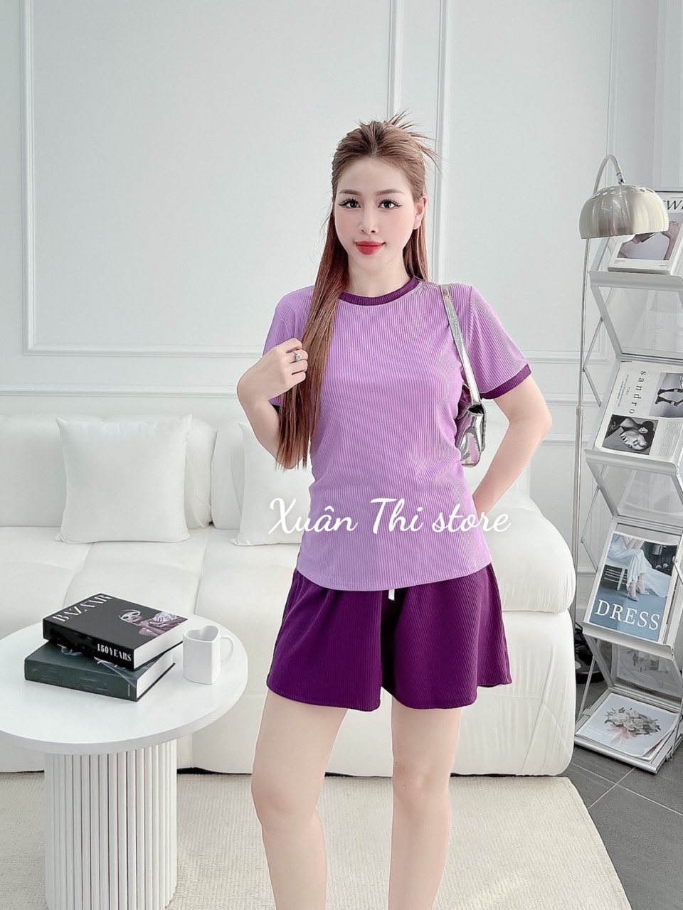 [HCM]Set bộ  đùi nữ chất thun gân tăm co giãn mặc nhà