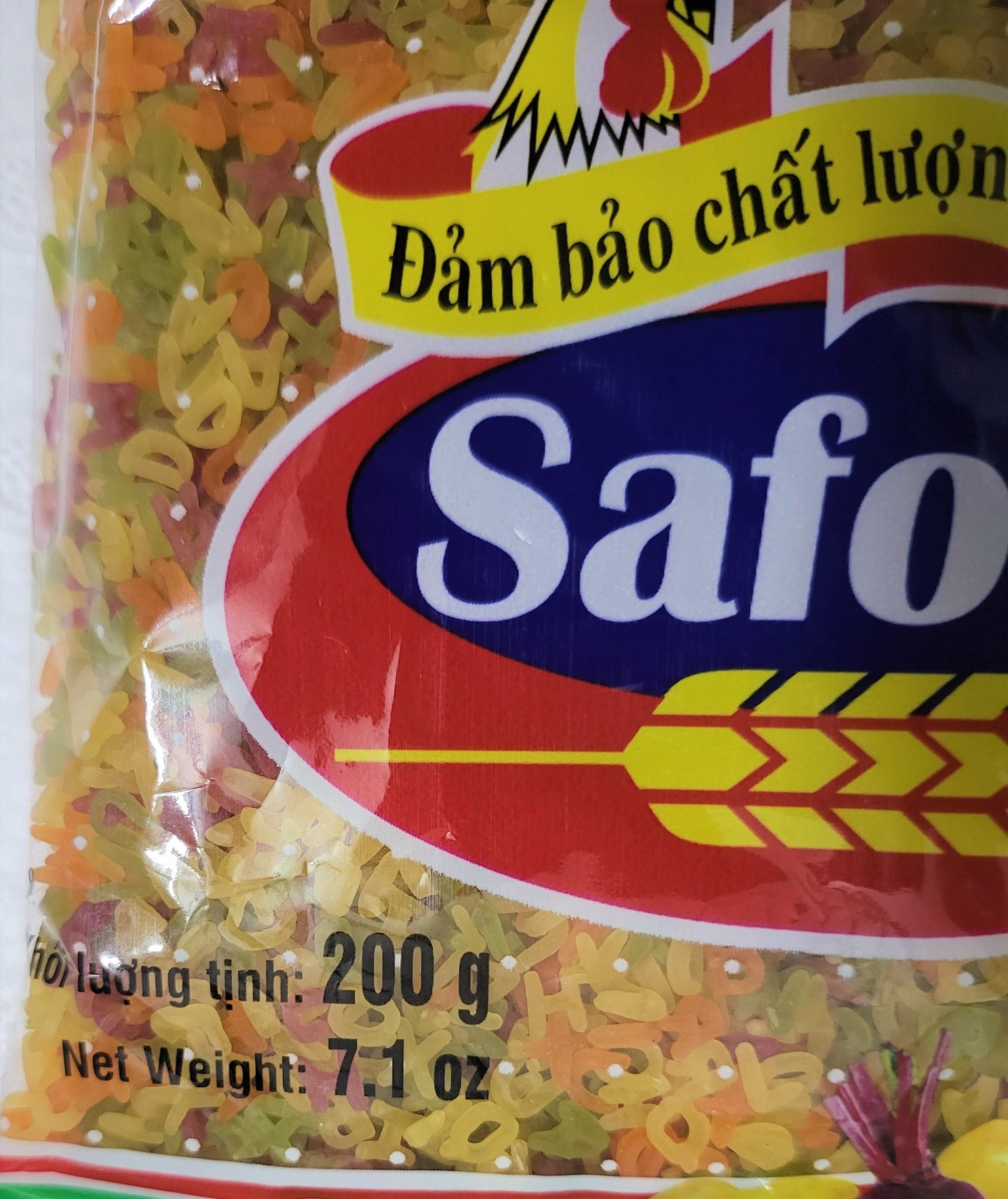 [gói 200g – CHỮ] NUI RAU CỦ NHIỀU MÀU [VN] SAFOCO Alphabet Vegetable Macaroni