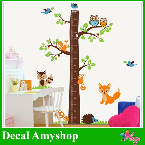 Decal dán tường thước đo chiều cao vườn thú - pvc vinyl - dtd015