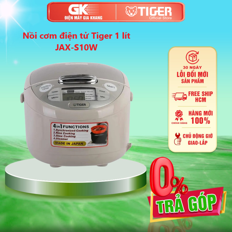 Nồi cơm điện tử tiger 1 lít jax-s10w - giao toàn quốc - freeship hcm