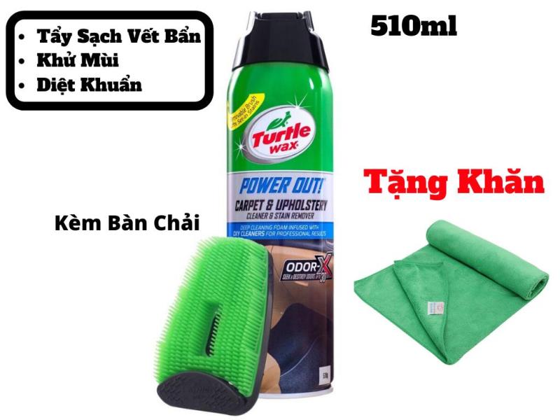 Chai Xịt Làm Sạch Da Nỉ Taplo Turtle Wax POWER OUT 510ml Tặng Kèm Khăn